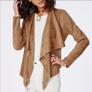 Zara Black Faux Suede Open Draped Blazer Size XS